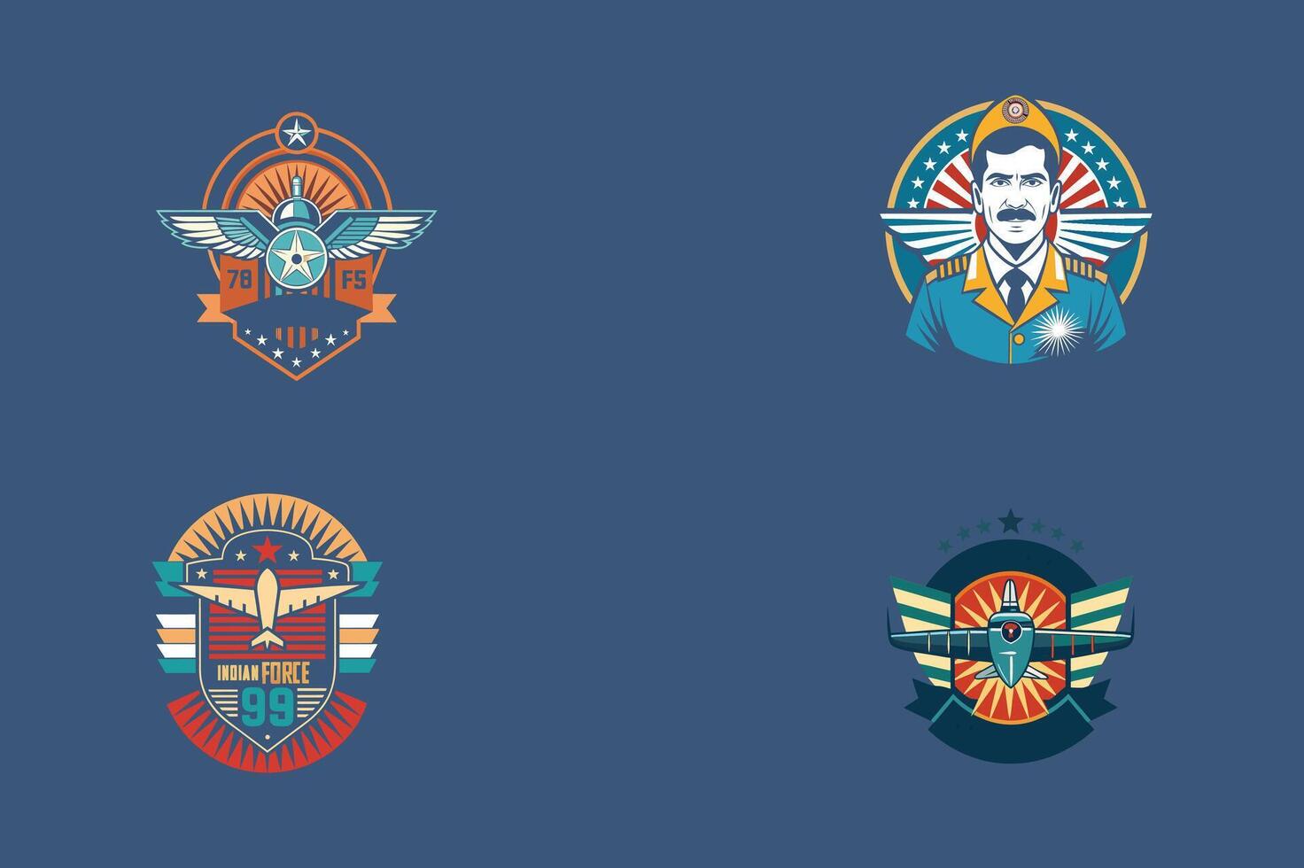 Four different emblems with different designs vector