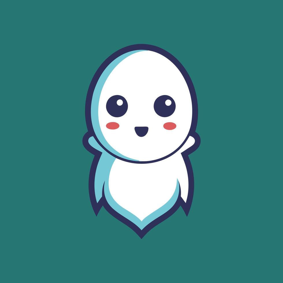 A cartoon ghost with a big smile on its face vector