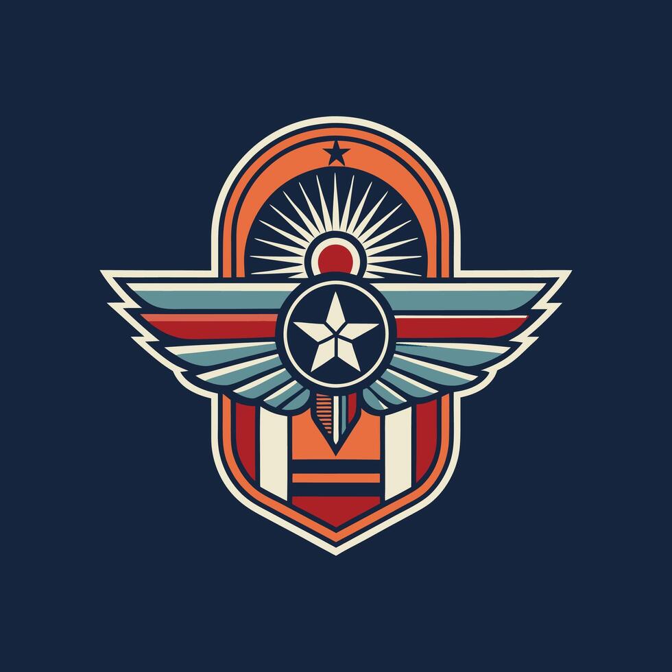 A logo for a team with an eagle and sun vector