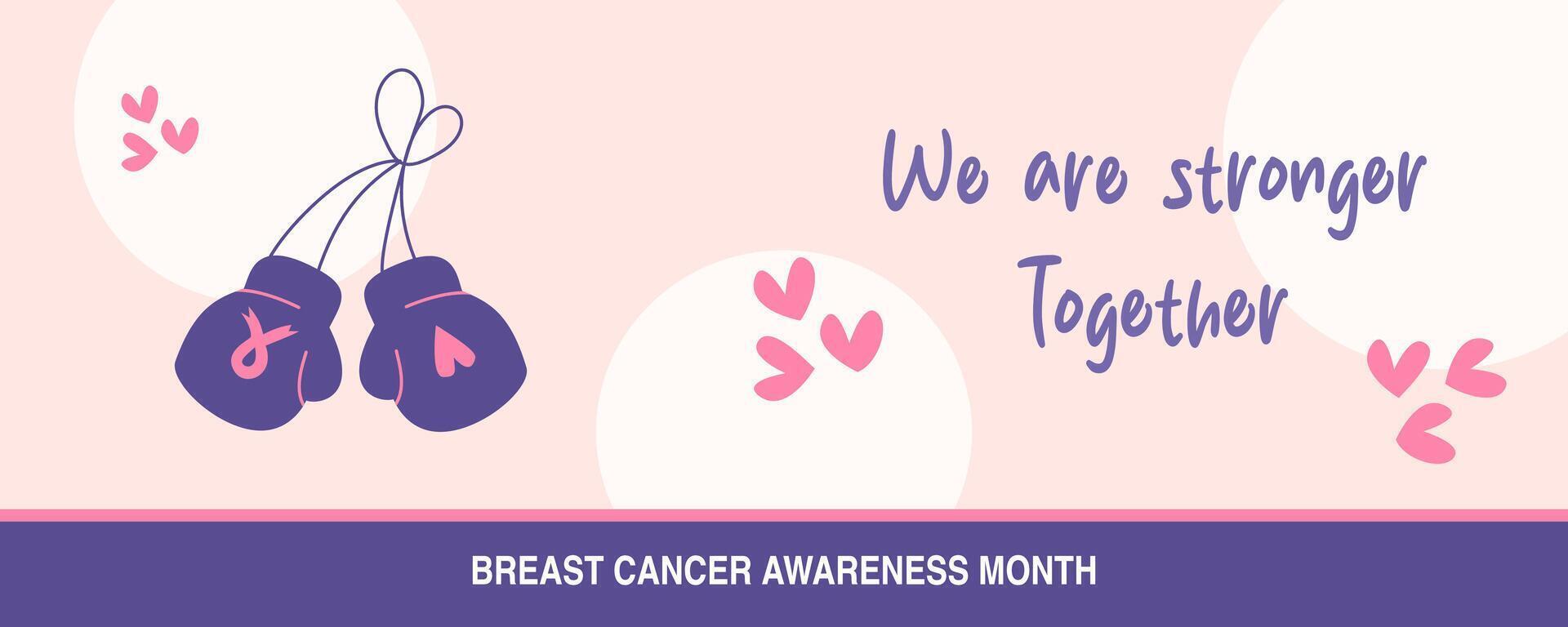 Breast Cancer awareness template with Pink Ribbon and heart shape for October month female healthcare campaign solidarity web template design vector