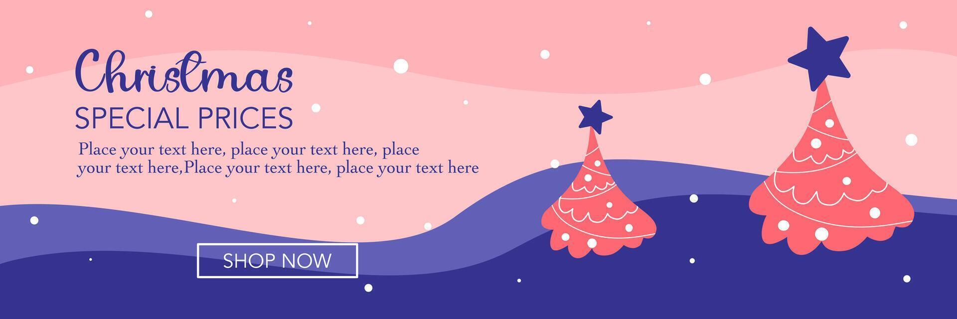 Merry Christmas, Happy New Year Background and Winter Holidays Template for seasonal sale banner, greeting card, poster, cover, web, social media post, print vector