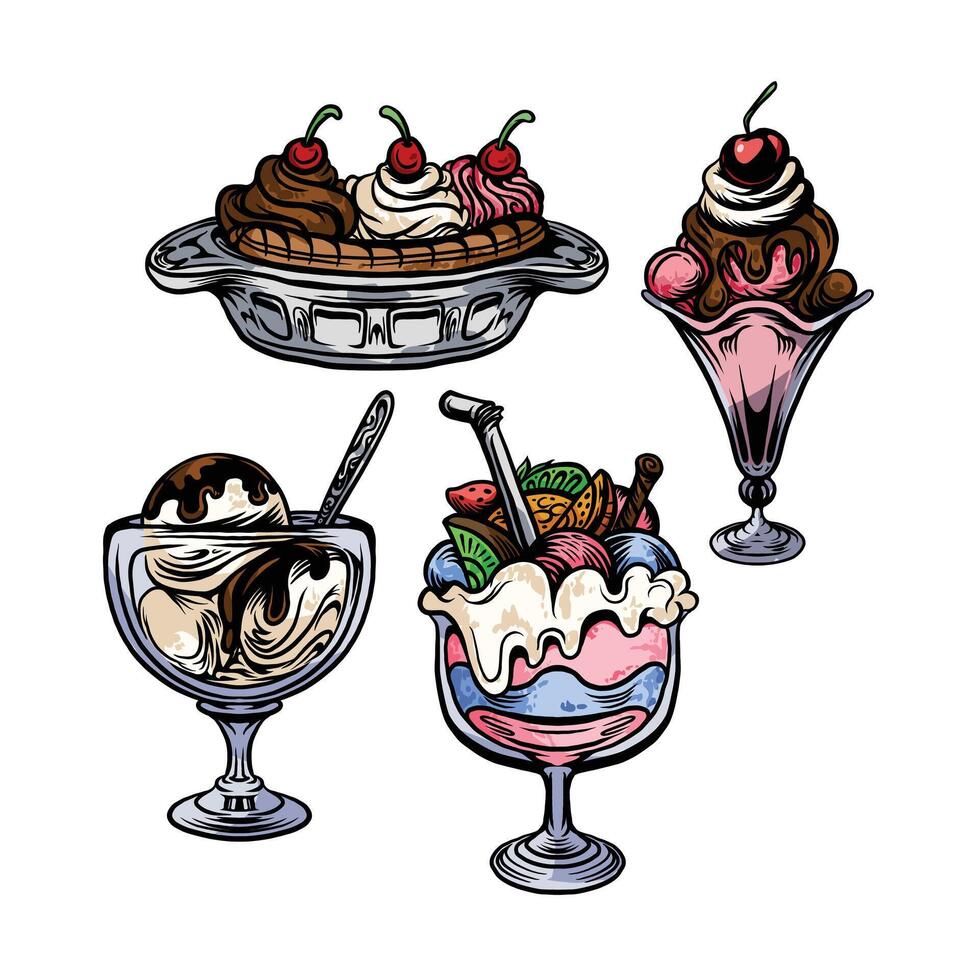 Ice Cream in many color and texture vector