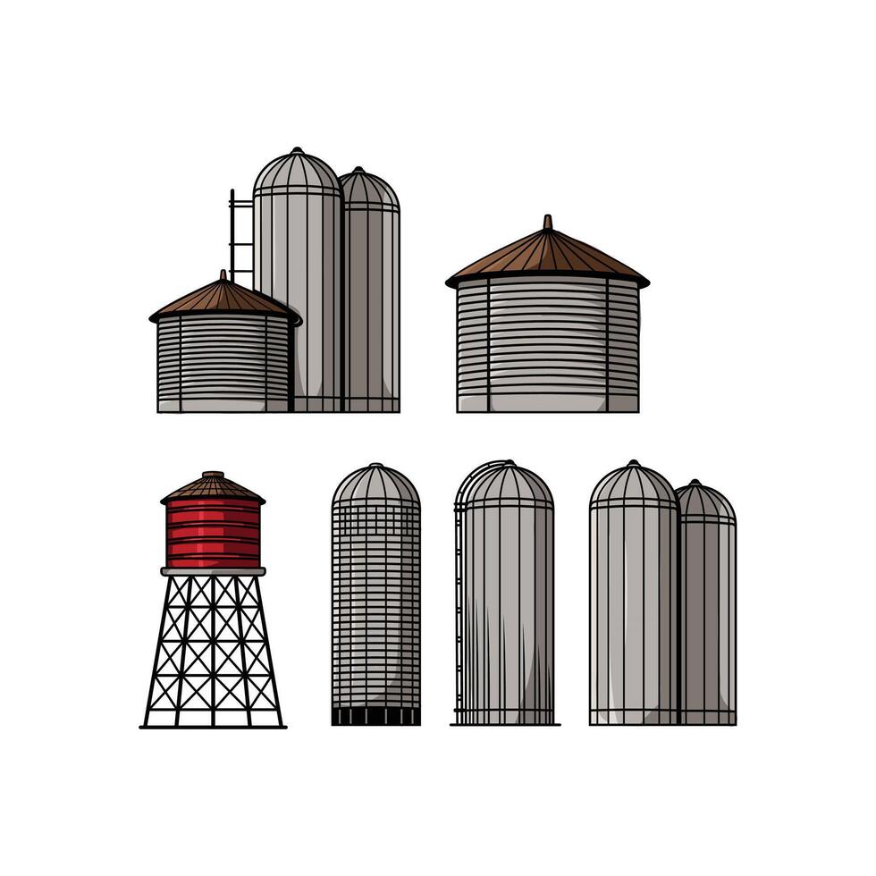 water tower collection in vintage style vector