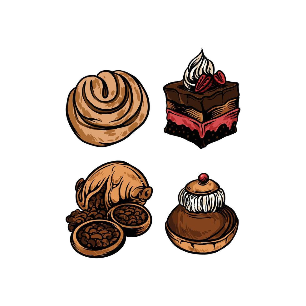 Cake in hand drawn vintage style vector