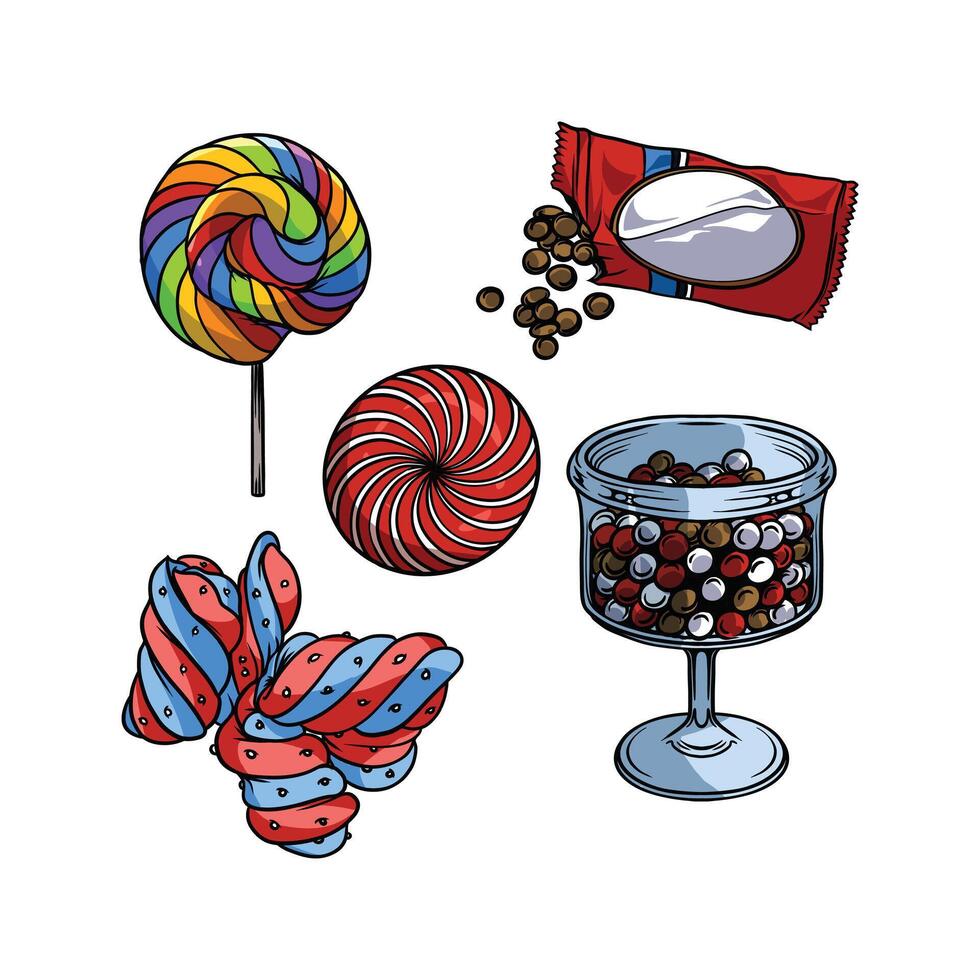 Candy in hand draw vintage style vector