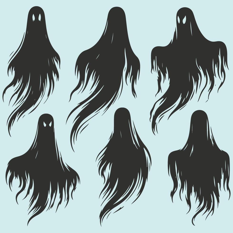 Silhouette halloween ghost collection. vector
