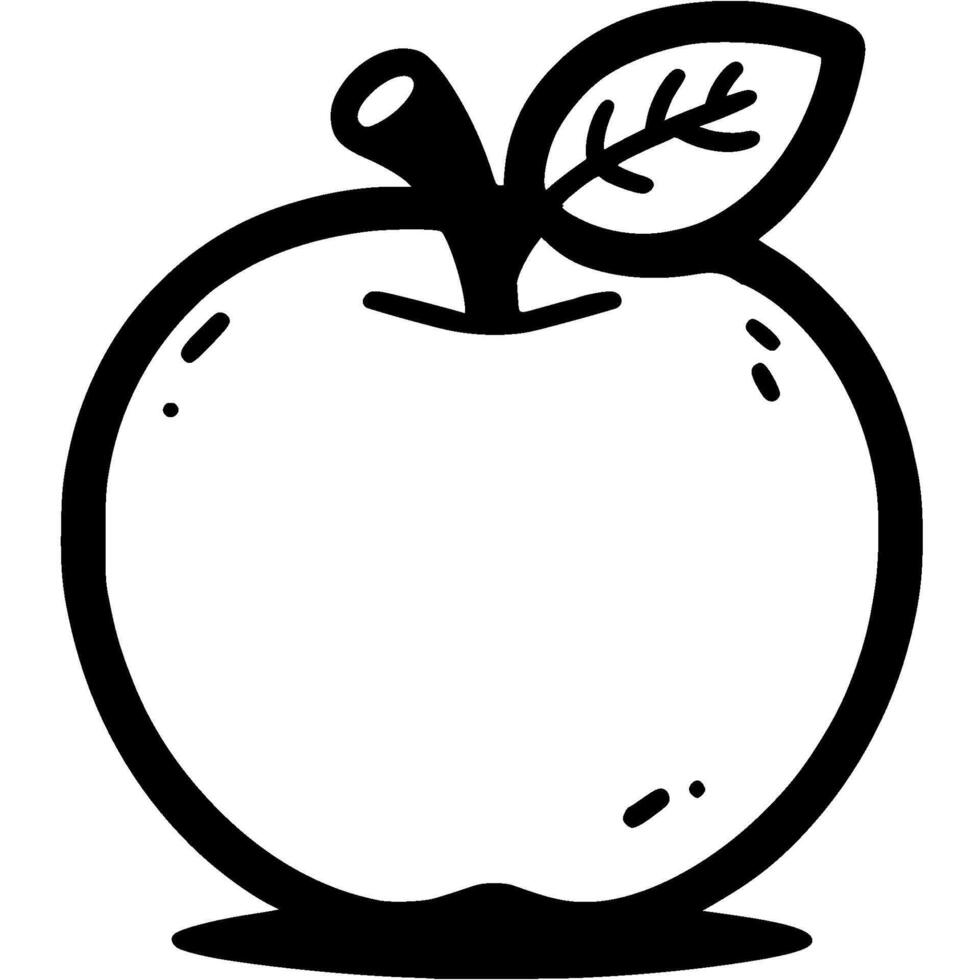 Whole apple from new harvest in monochrome. Simple minimalistic in black ink drawing on white background vector