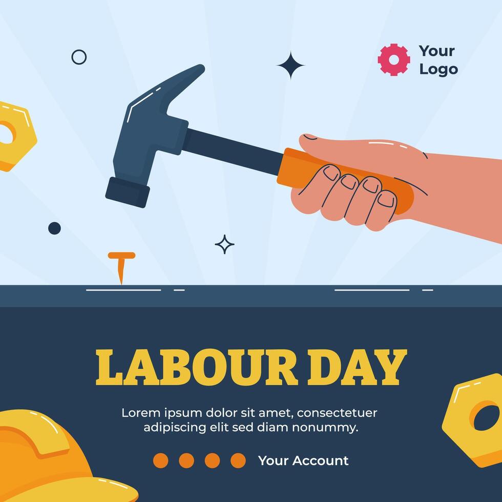 Flat social media post for labour day template celebration vector