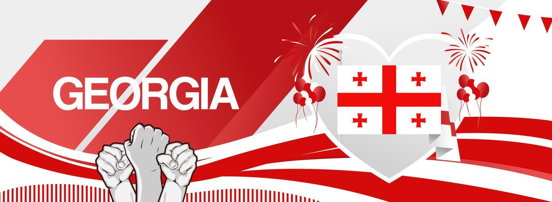 Background with Georgian love symbol and hands raised in the spirit of the future vector