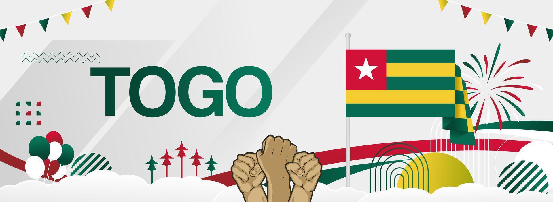 Creative banner to celebrate Togo national holiday or independence day. Can also be used as a greeting card, new year poster, sport event poster vector