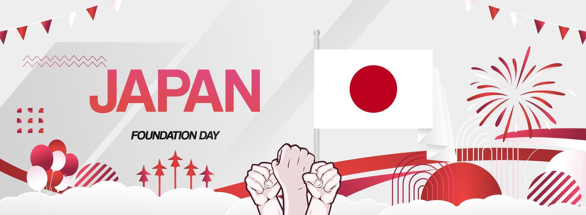 Festive banners for Japan's founding day. Party greeting cards for public holidays, New Year's, or sports and music events. vector