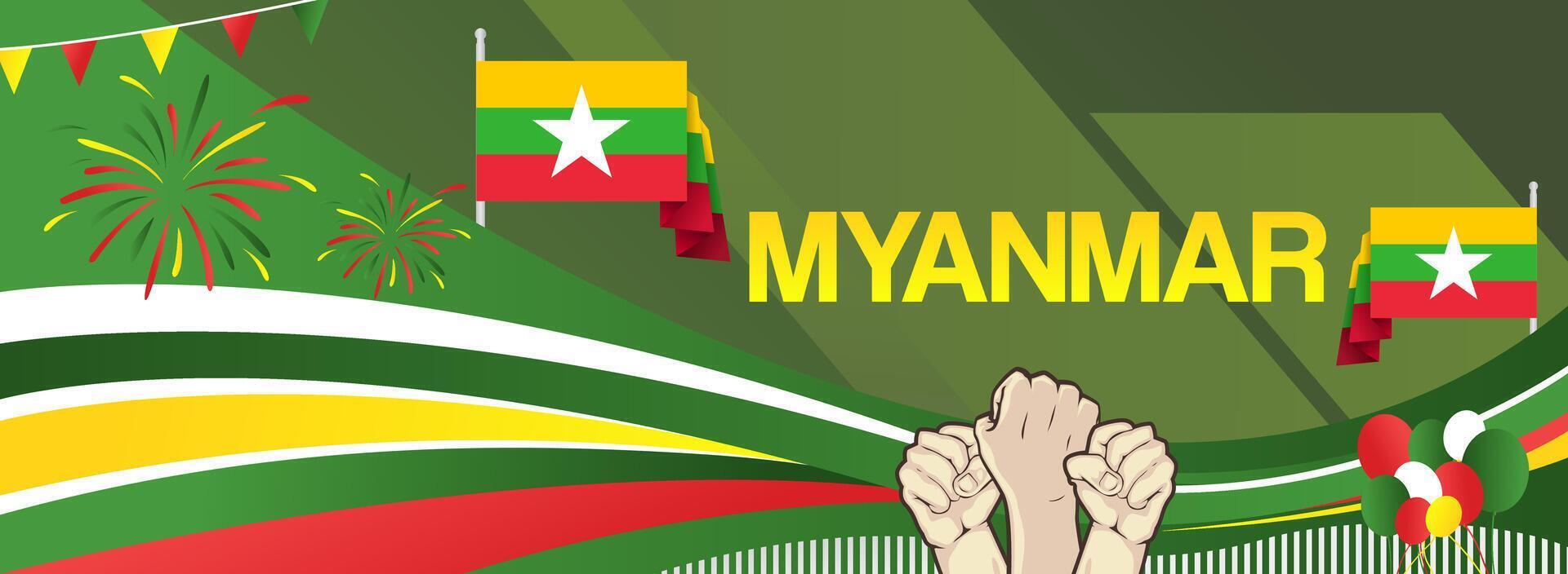 Myanmar national day banner, suitable for independence greeting cards. Modern illustration for various Myanmar party events vector
