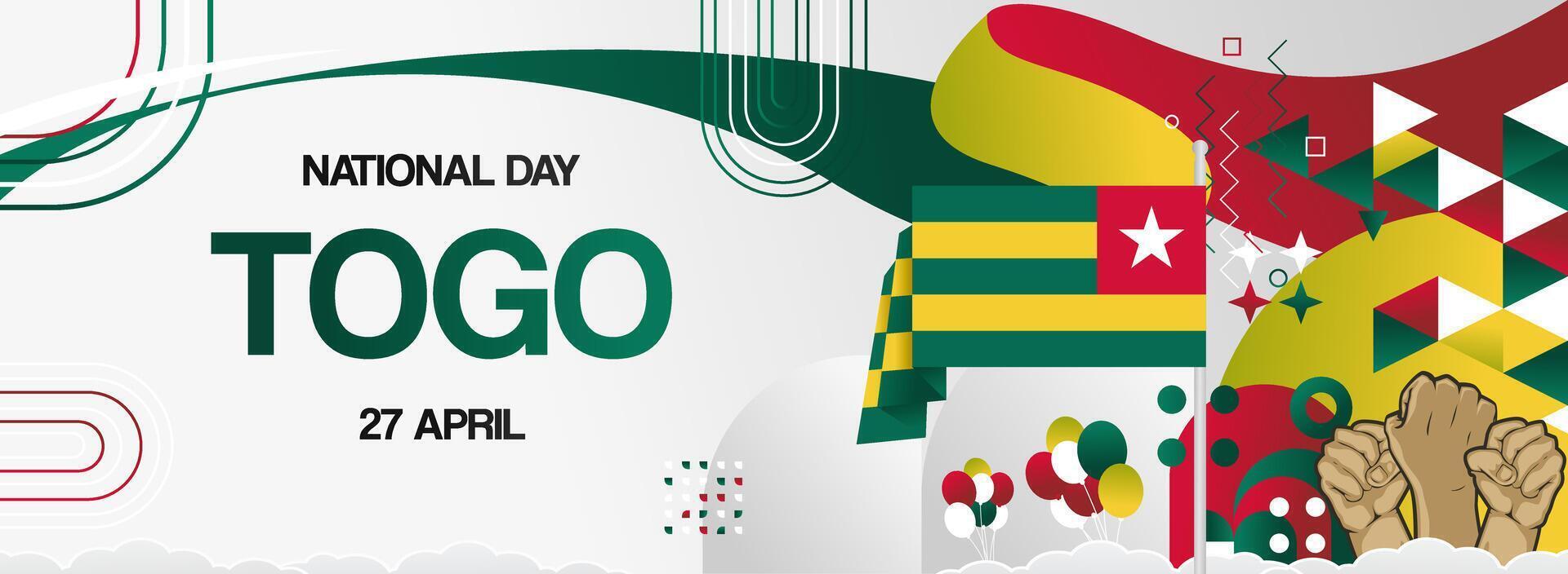 Modern geometric banner to celebrate Togo national day or independence day. Happy national day Togo greeting card vector