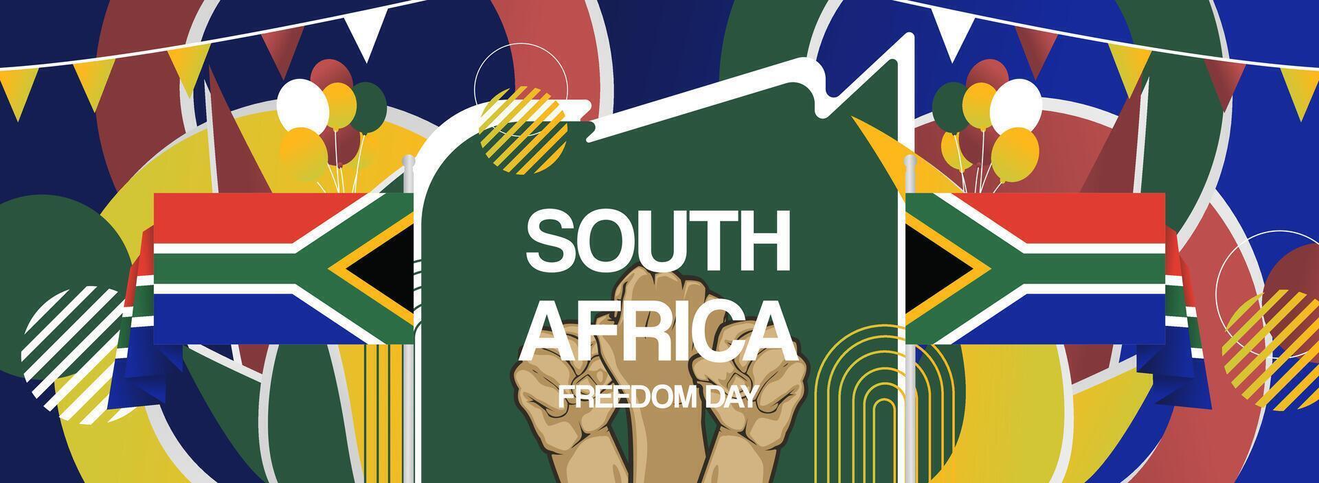 Abstract art banner to celebrate South Africa freedom day in flag colors vector