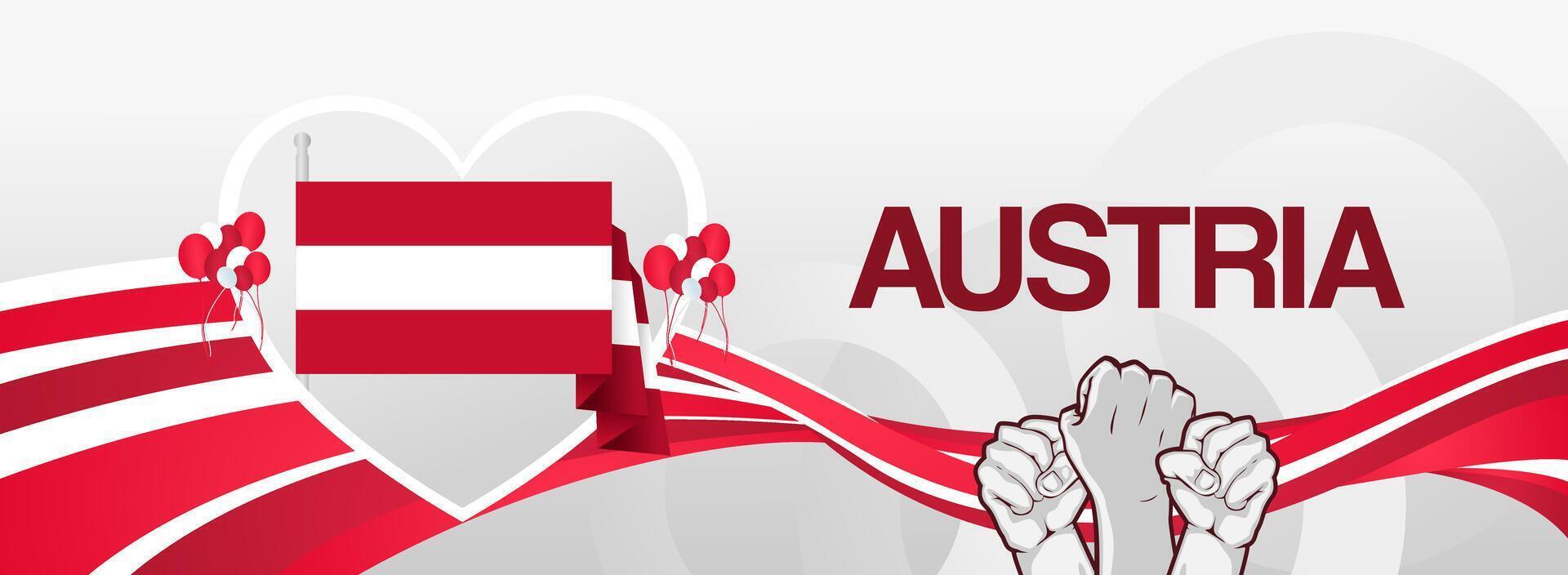 Background for Austria day with love symbol vector