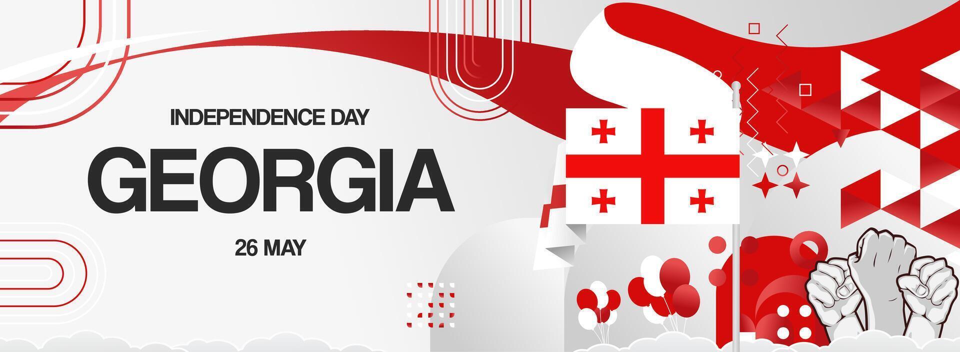 Modern geometric background for Georgia national day or independence day in red and white. vector