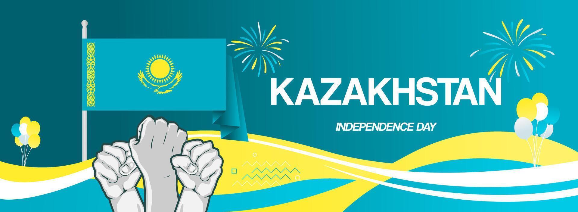 Wide poster to celebrate Kazakhstan independence day. Happy national day vector