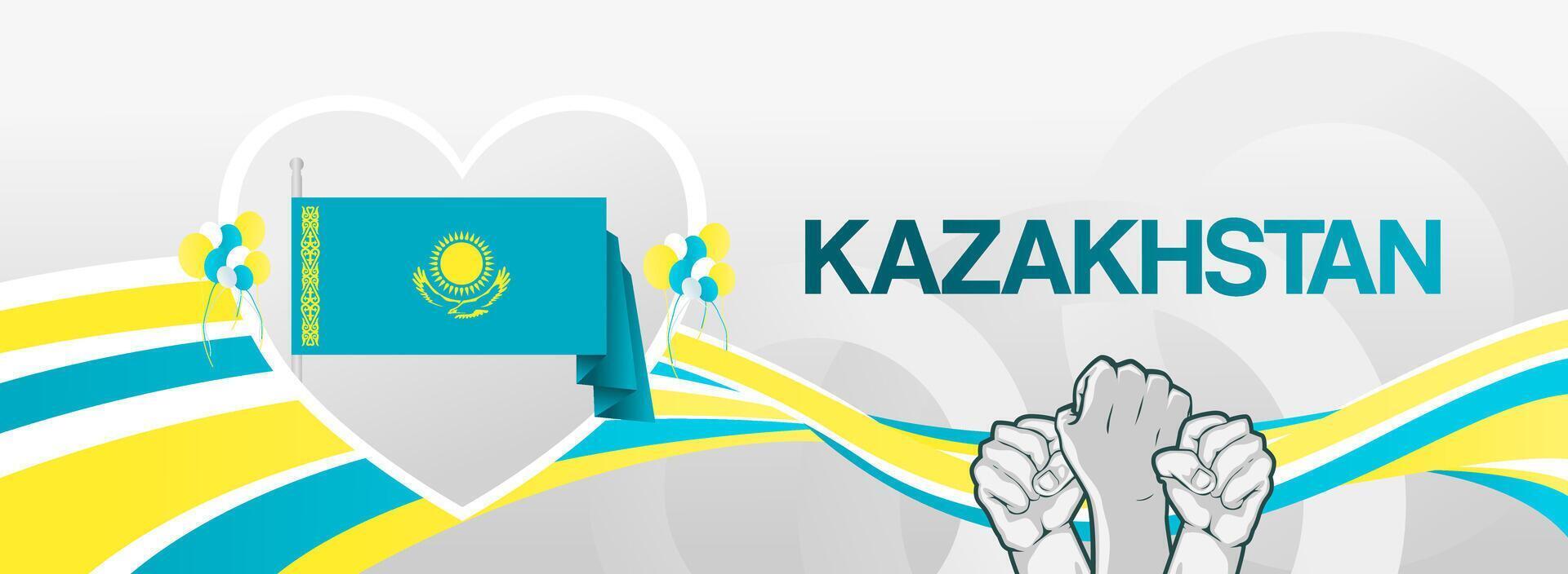Kazakhstan national day banner with country flag and nationalist love symbol vector