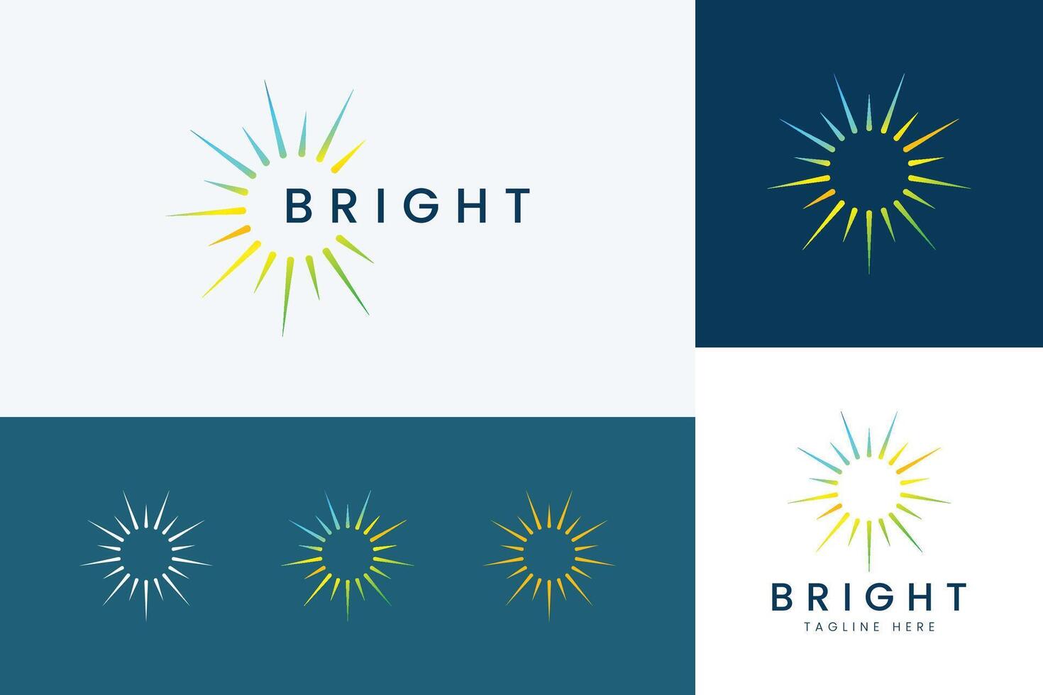 Bright Light Logo Sun Solar Energy Abstract Symbol Modern Business Startup vector