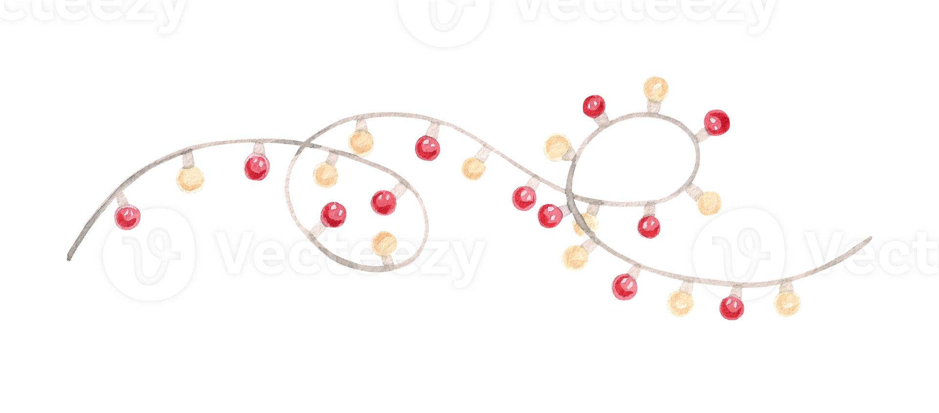 Watercolor garland with multi-colored bulbs. Illustration of a festive garland for design and decoration of cards, congratulatory, invitations. Christmas and New Year, cozy decor. png