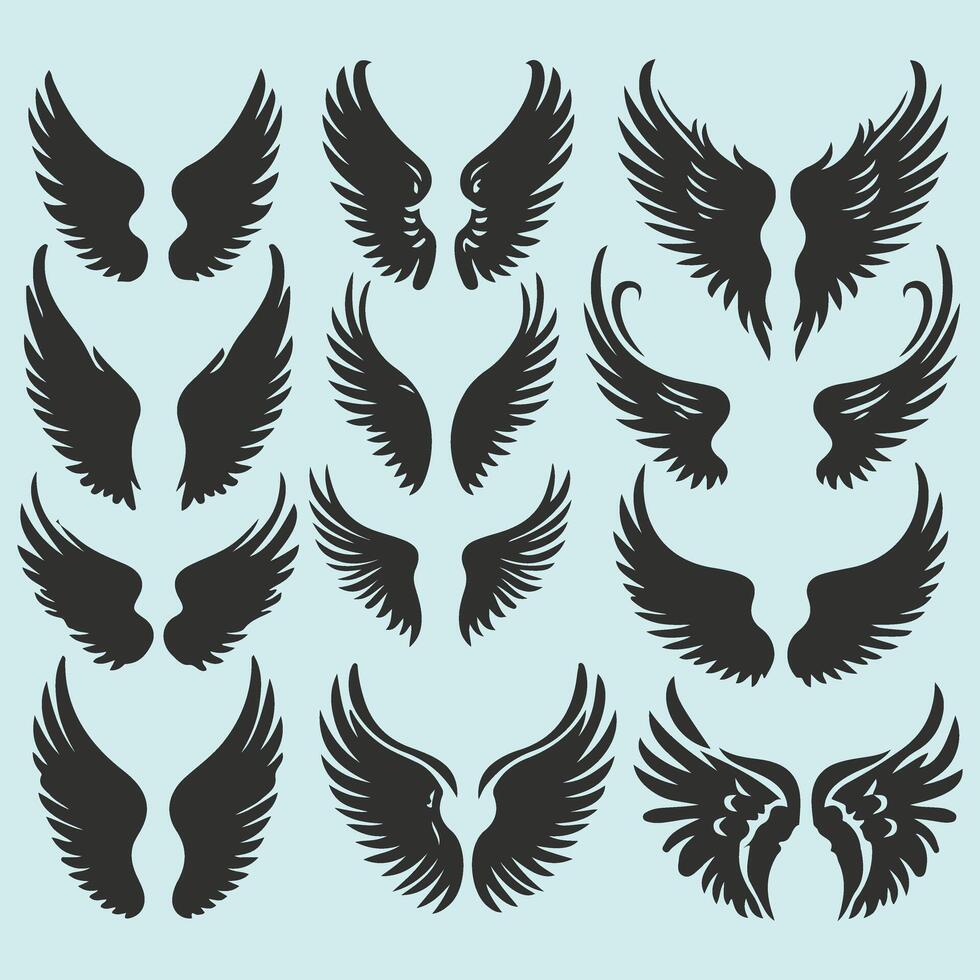 Stylish Silhouette Vintage Wings Design vector