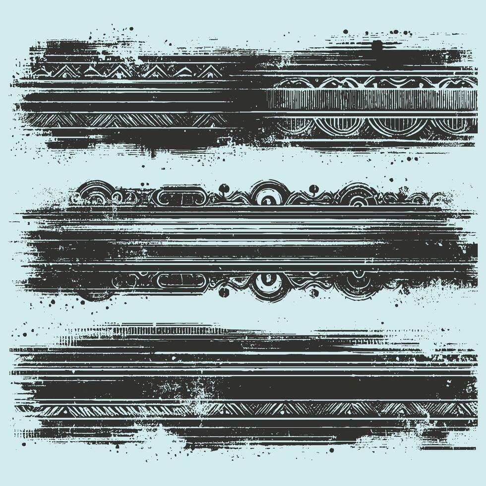 Grunge Black Borders Set for Design vector