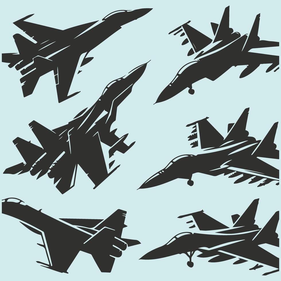 Dynamic Fighter Jet Silhouette in Flat Style vector