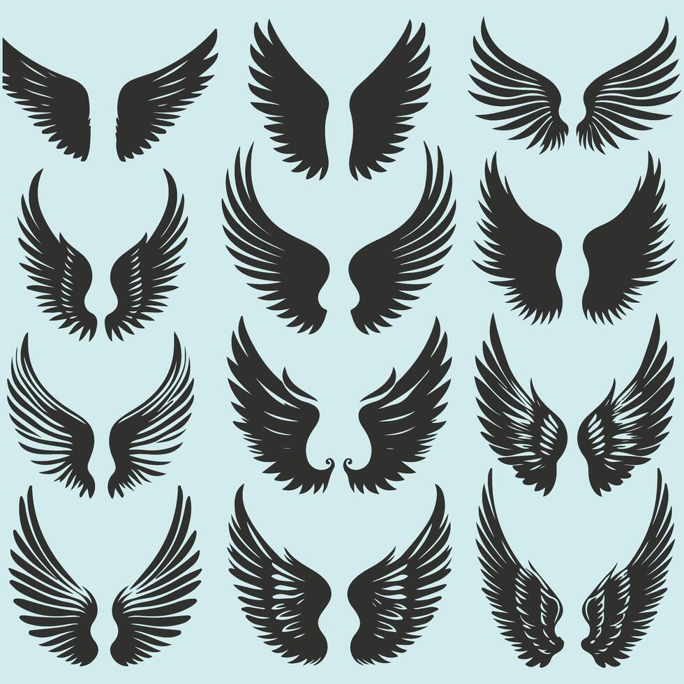 Vintage Wings Silhouette for Design Projects vector