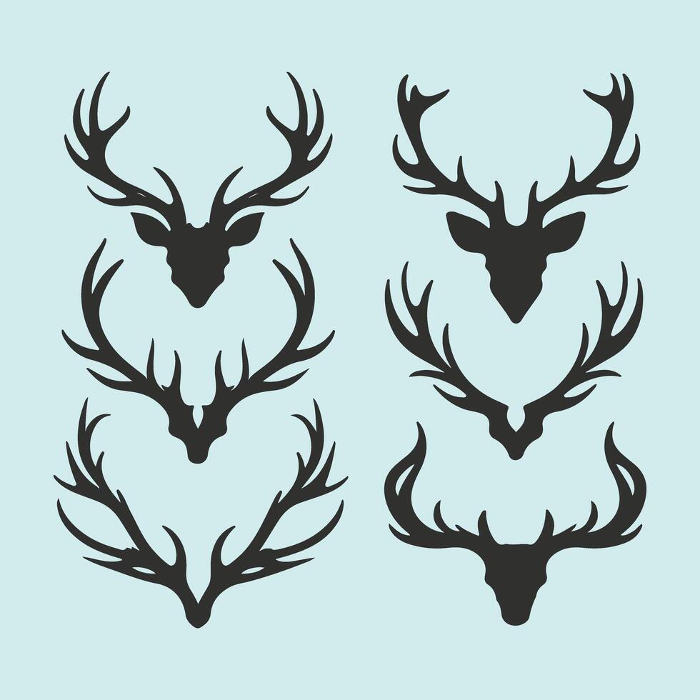Elegant Flat Design Antler Silhouettes vector