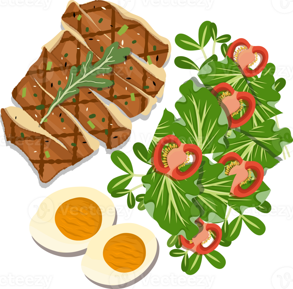 Grilled Chicken With Asparagus and Tomato, hand drawn healthy food. png