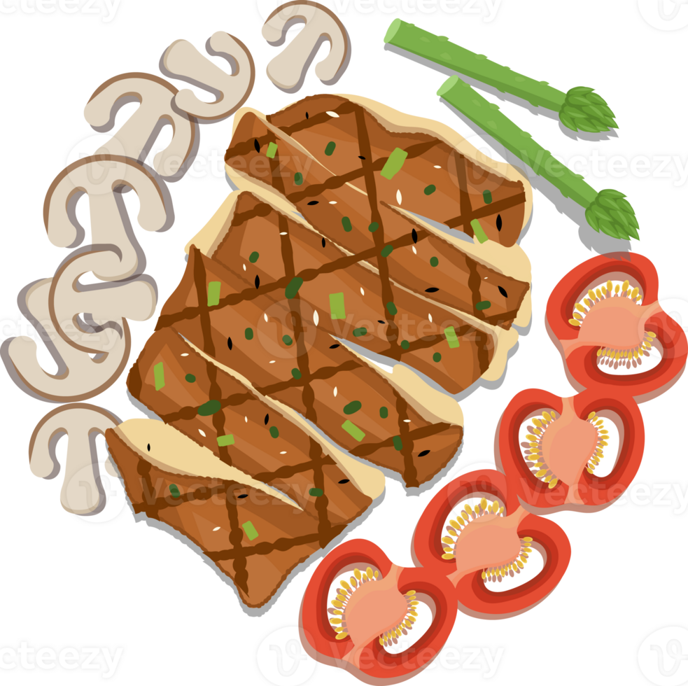 Grilled Chicken With Asparagus and Tomato, hand drawn healthy food. png