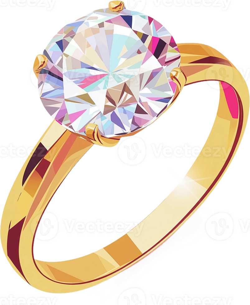 A diamond ring with a yellow gold band png