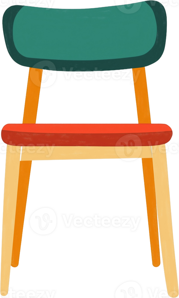 A colorful chair with a green seat and red back png