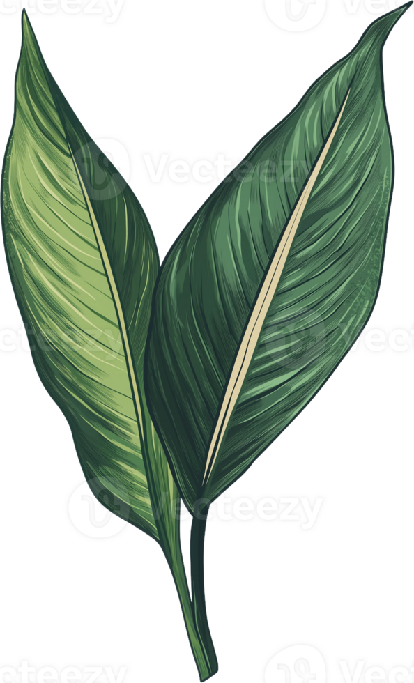 A green leaf with a white center png
