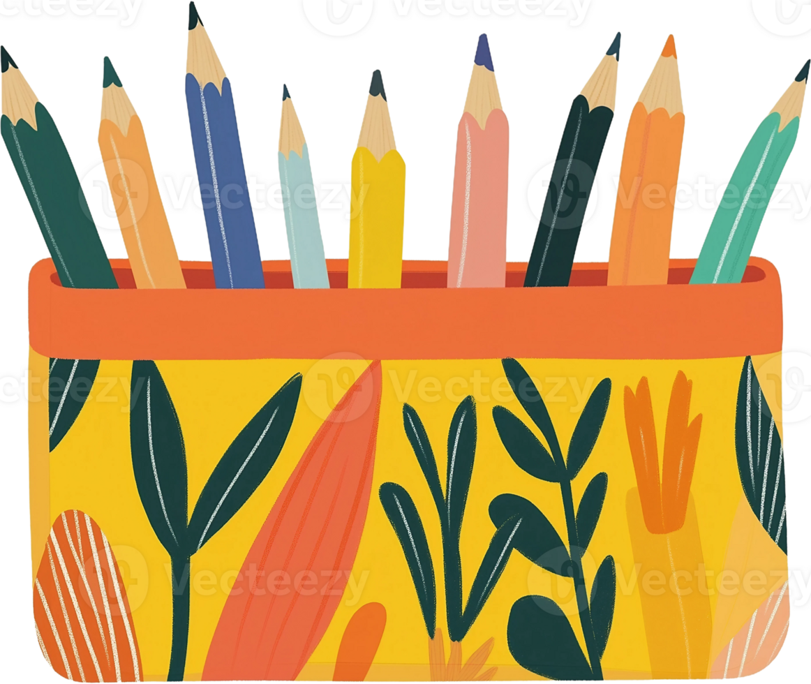 Pencils in a pencil case png