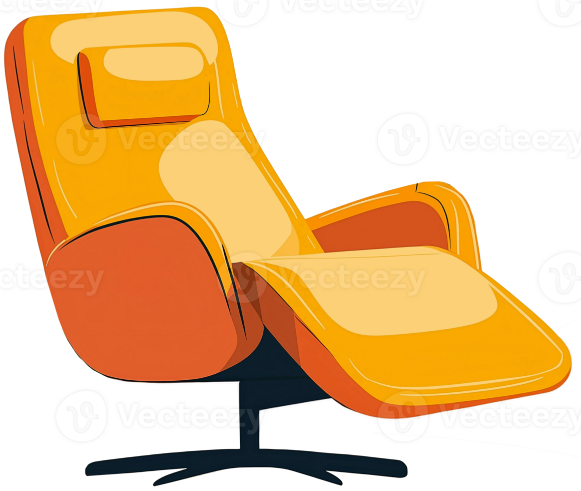 A cartoon orange recliner chair png