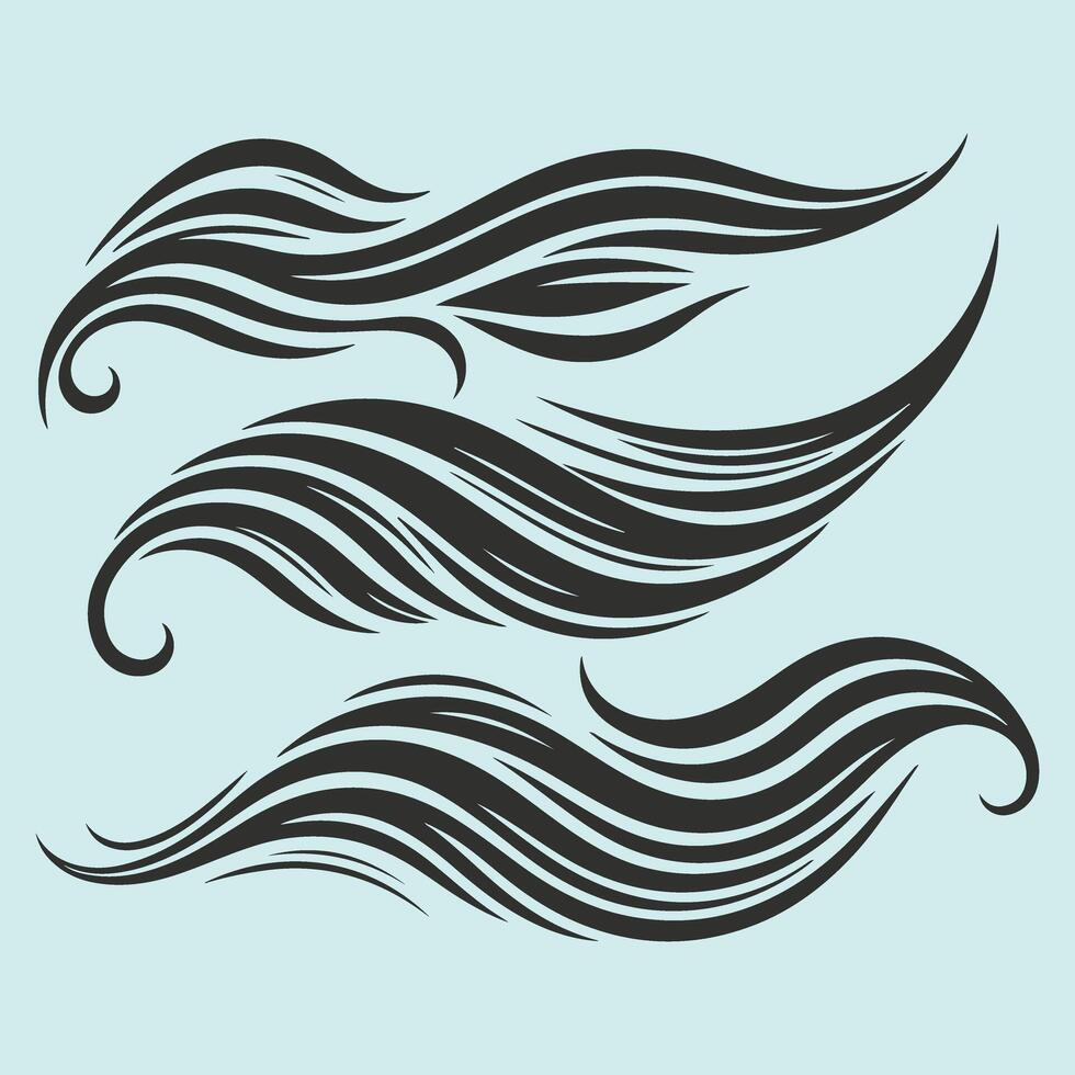 Artistic Vintage Wave Set vector