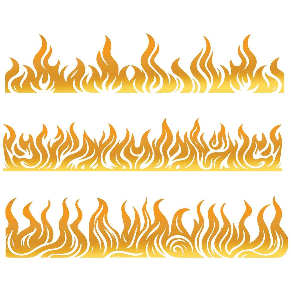 Flat Fire Borders Collection with Varying Flames vector