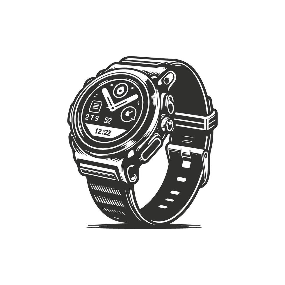 Elegant Vintage Smart Watch Illustration vector