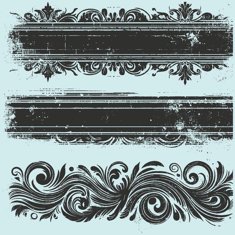 Vintage Grunge Black Borders Collection vector