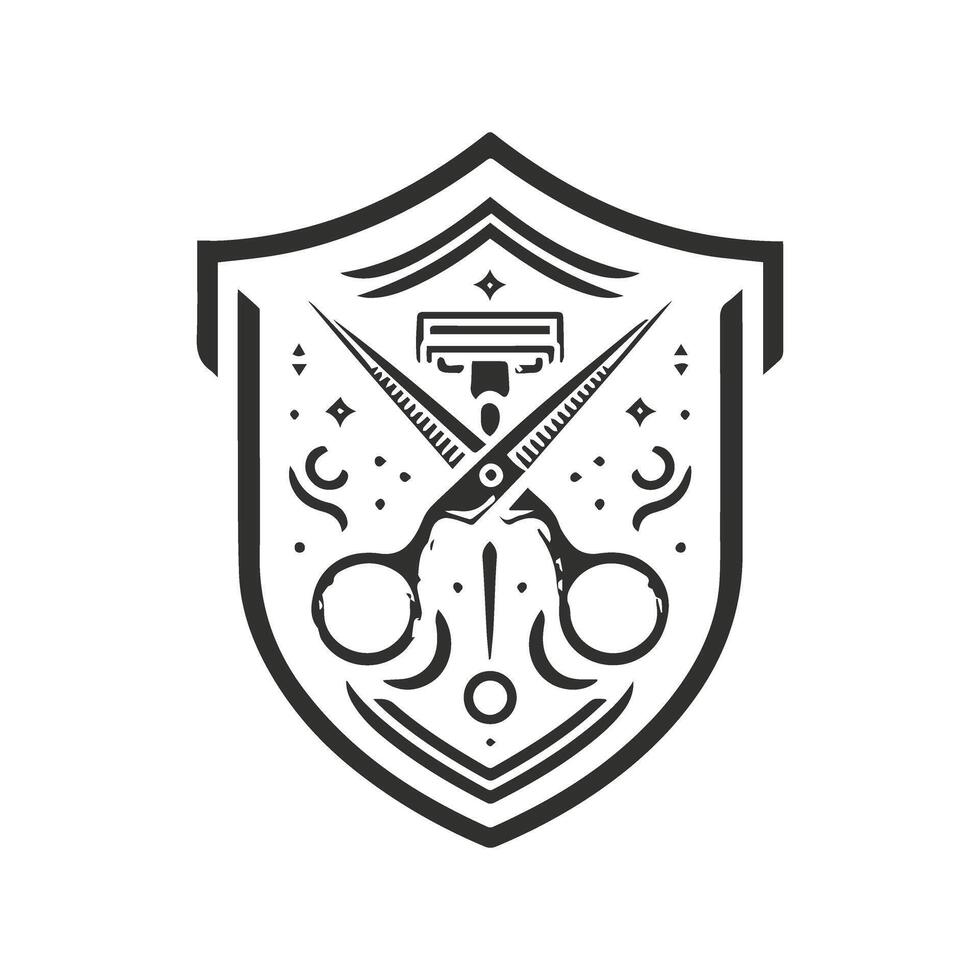 Unique Barbershop Monochrome Emblems vector