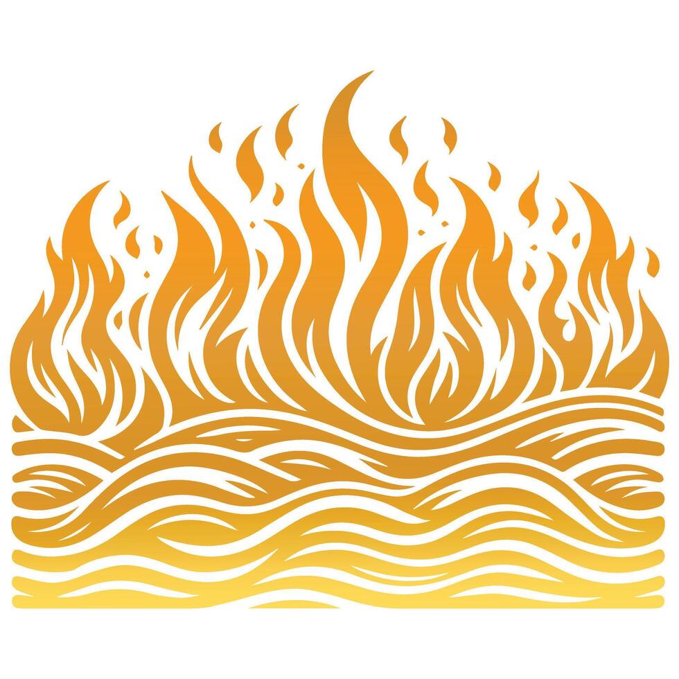 Set of Flat Fire Borders with Different Flame Sizes vector