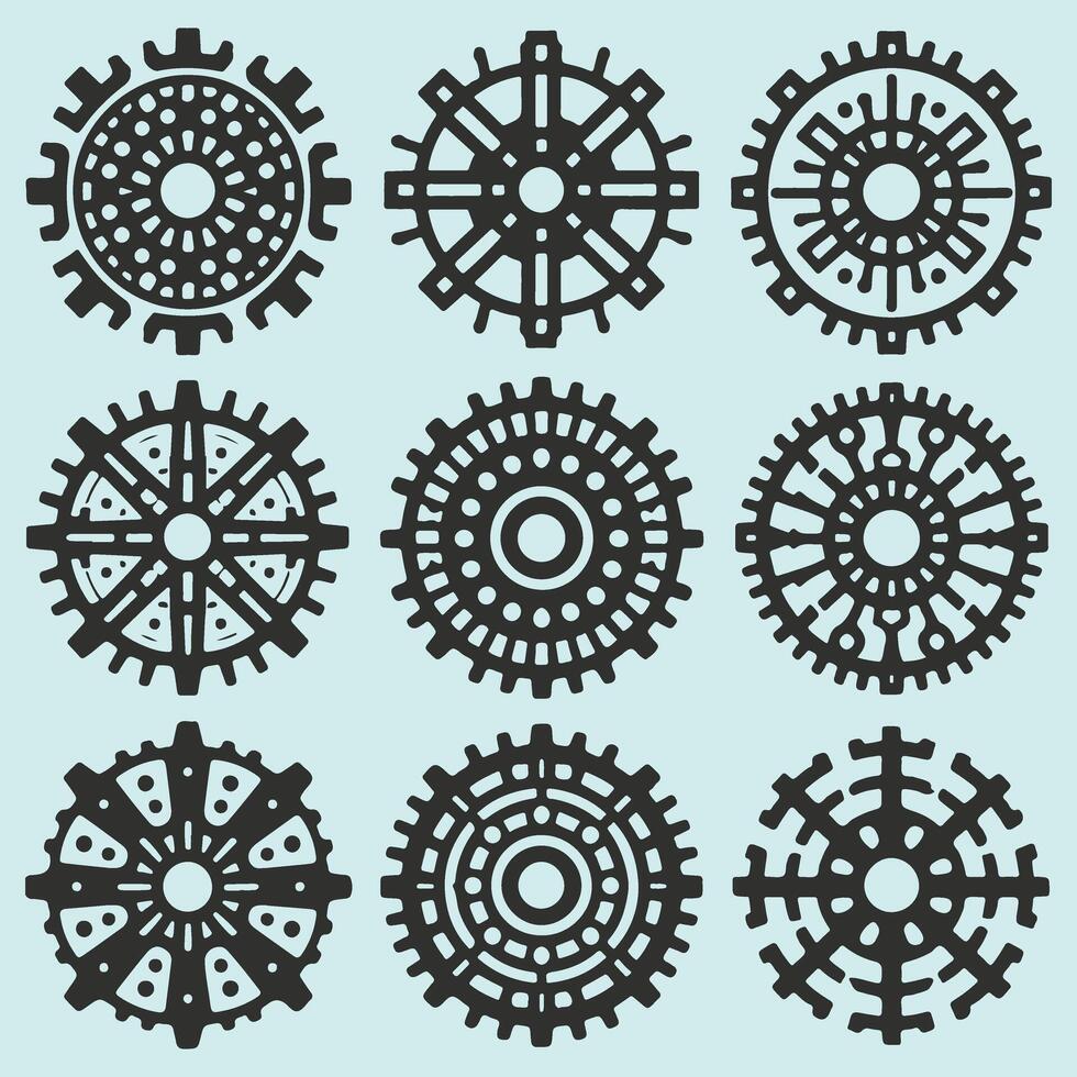 Mechanical Design Metal Gears and Cogwheels vector