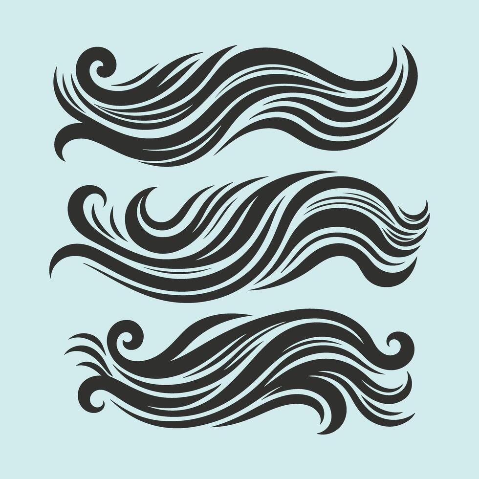 Vintage wave set collection. vector