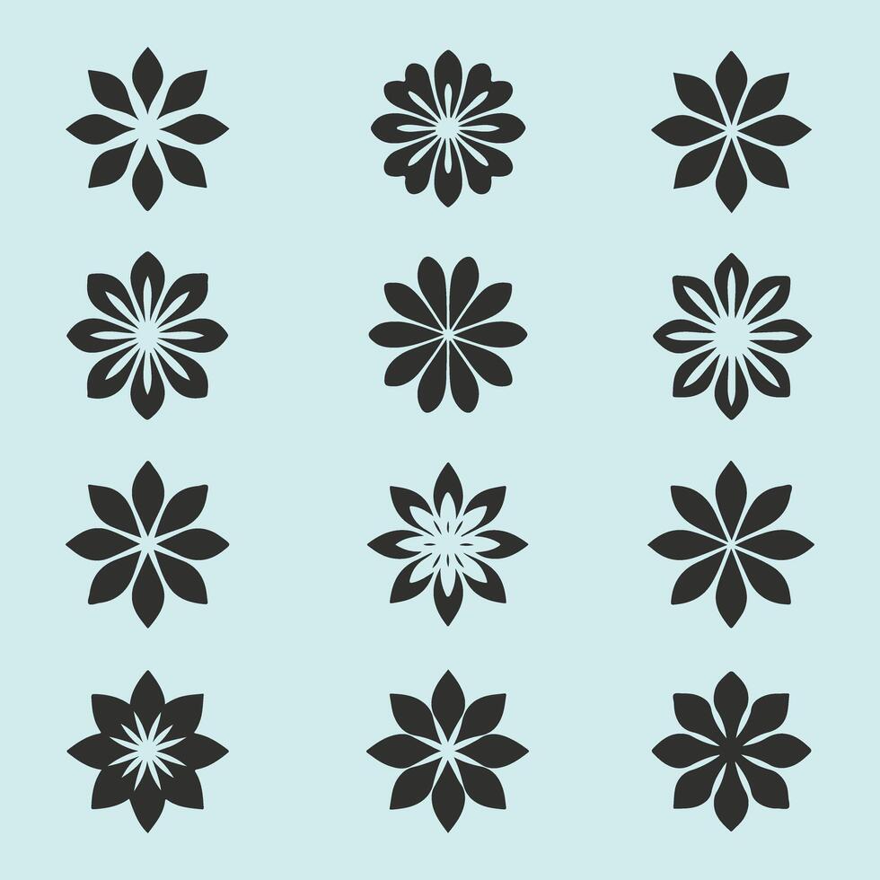 Set of flowers in flat style. vector