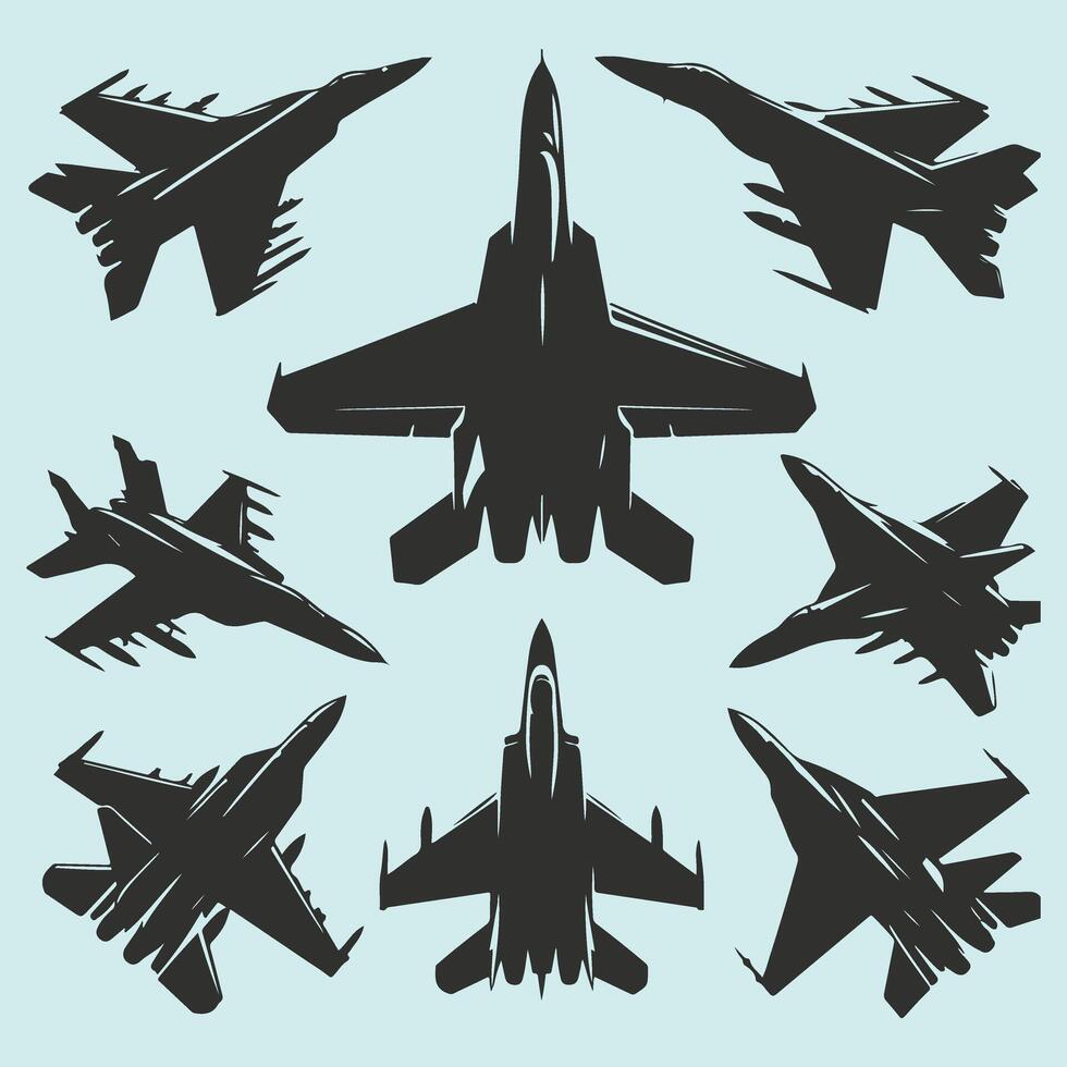 Modern Fighter Jet Silhouette in Flat Design vector