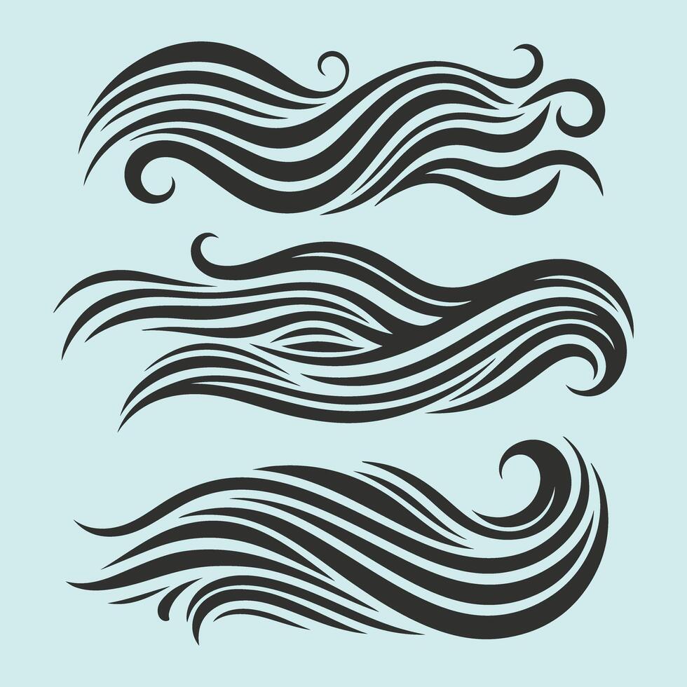 Classic Vintage Wave Design Set vector