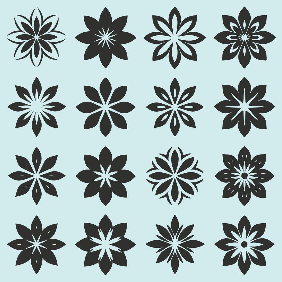 Simple Flowers Set in Flat Style vector