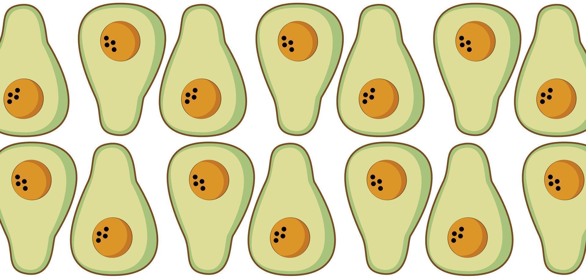 Pattern avocado fruit on a white background. vector