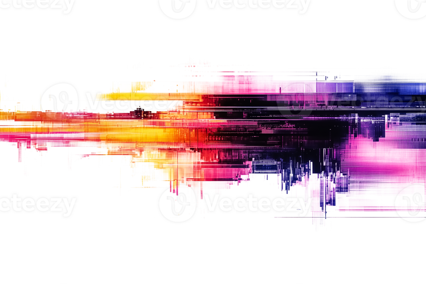 Abstract colorful glitch overlay effect with transparent background cut out design element png